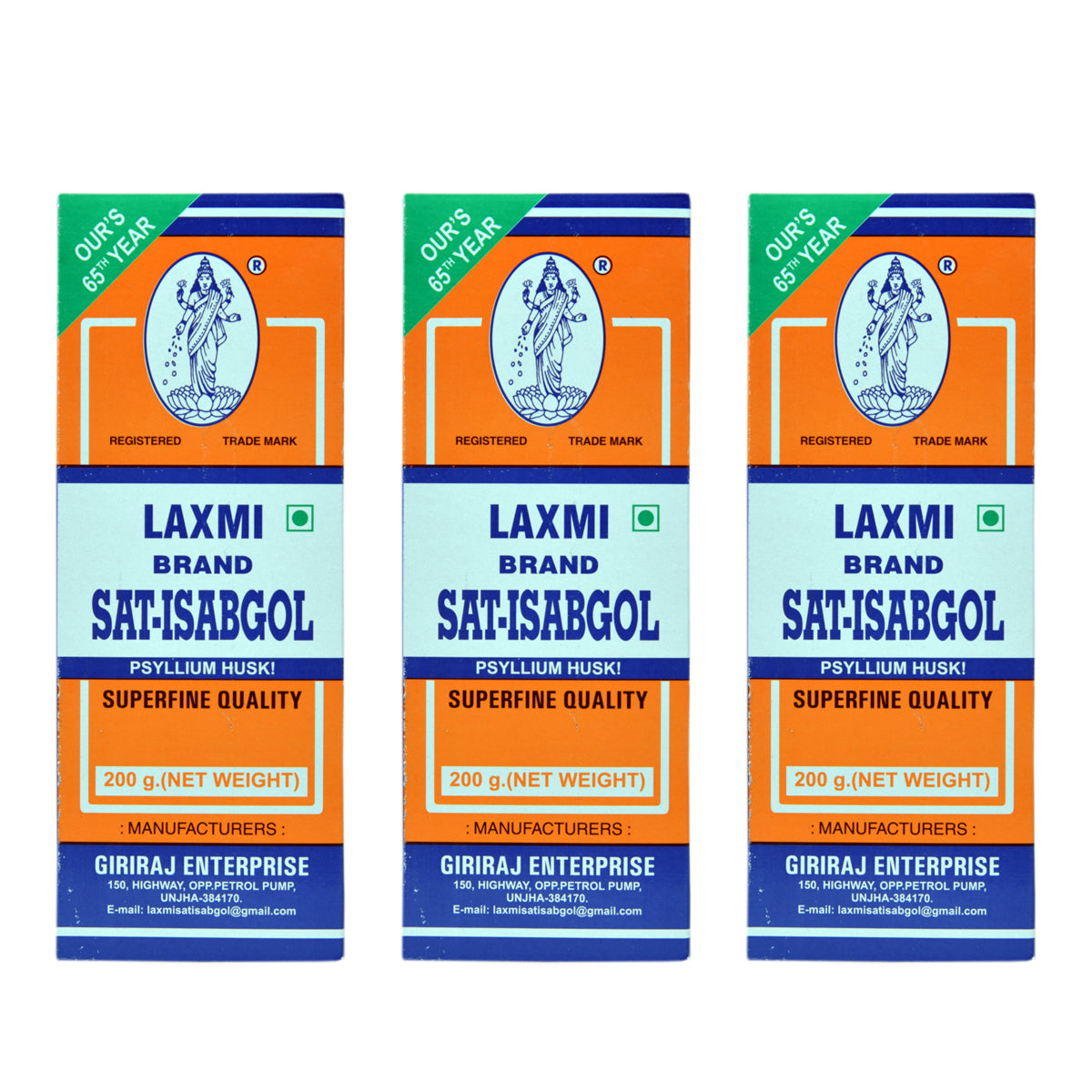 Laxmi Sat Isabgol (Psyllium Husk) 200G Pack of 3