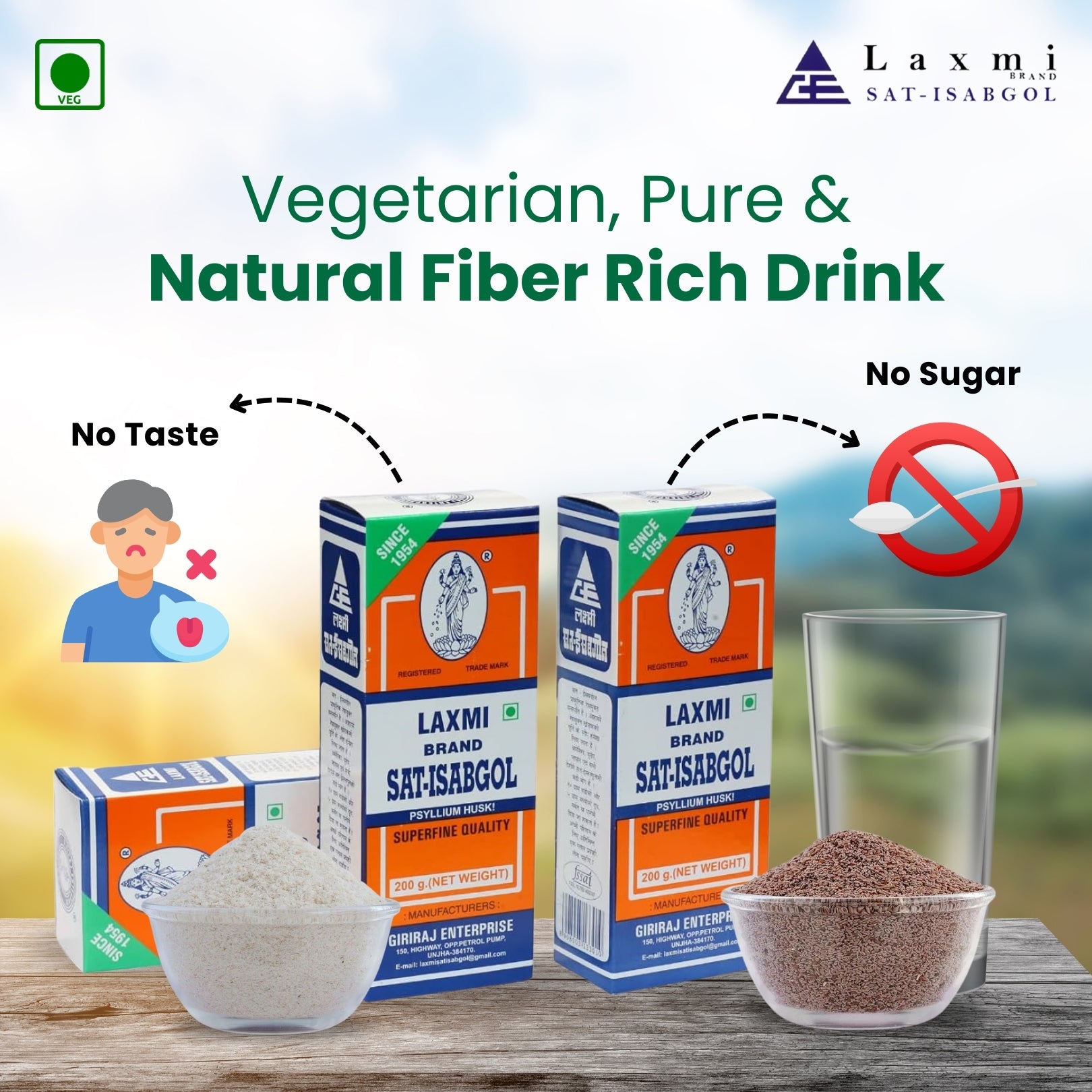 Psyllium Husk Powder - Vegetarian, Pure & Natural Fiber Rich Drink