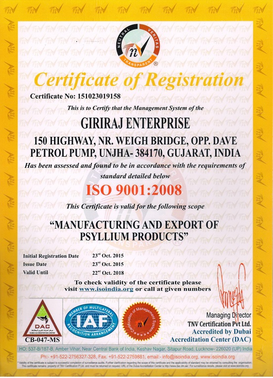ISO Certified Company to Sale Isabgol